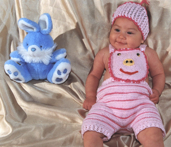 Enterito y Pañuelo para bebe tejido a crochet