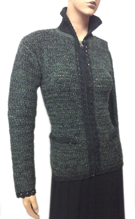 Campera verde a crochet