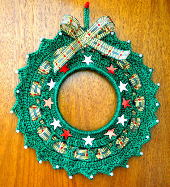 ayudar consumidor Vatio Corona de Navidad en Tejido Crochet o Ganchillo