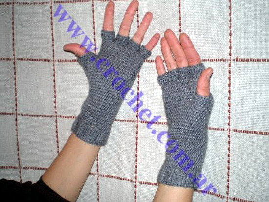 Guantes sin dedos tejidos a crochet