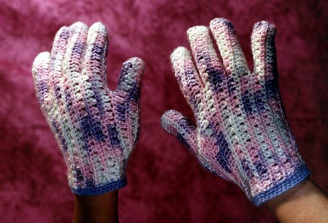 Guantes matizados tejidos a crochet