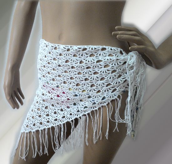 Pareo Blanco tejido a crochet