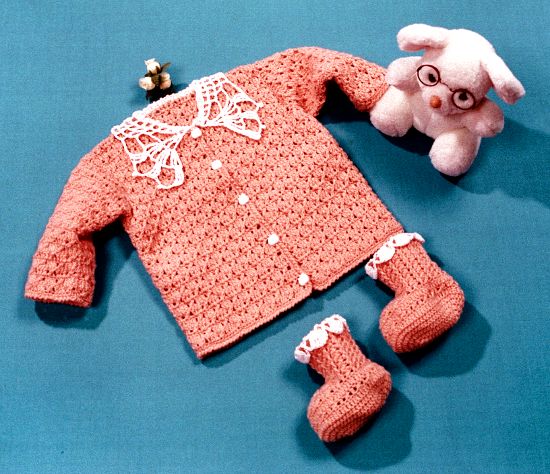 Conjunto saco y botitas a crochet